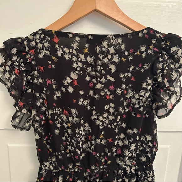 Black H&M Frilly Short Sleeve Blouse US6 S Party Club Feminine - Picture 8 of 12
